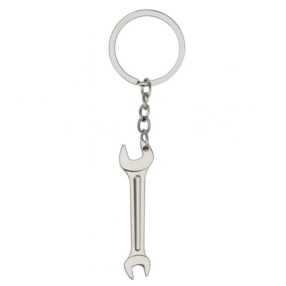 Silver Wrench Keychain – Mini Tool Shaped Key Ring, Stainless Steel - Picture 1 of 4